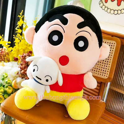 GẤU BÔNG SHIN ÔM CHÚ CÚN TRẮNG