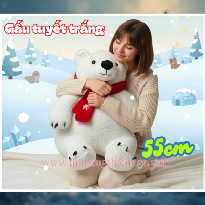 GẤU BÔNG GẤU TUYẾT TRẮNG SIZE 55CM